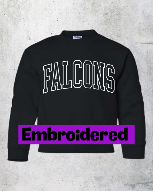 Black Sweatshirt - Varsity Falcons - Embroidered